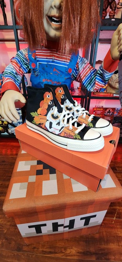 CONVERSE CHUCK TAYLOR 70 HI HIGH "DAY OF THE DEAD" BLACK-MULTI SZ 10.5 [173112C]