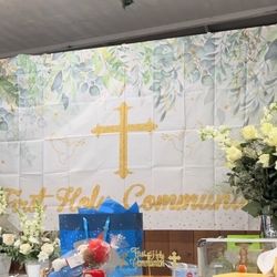 First Communion Banner Backdrop