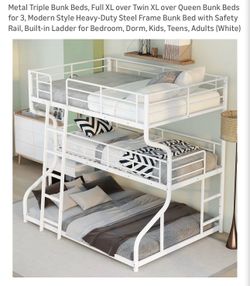 3 tier bunk bed with queen mattress