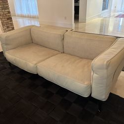 “Love Seat” Couch (leather and fabric combined from Camerich)