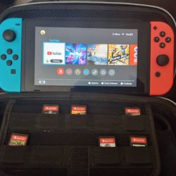Nintendo Switch With Games And Case