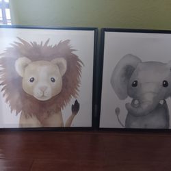 Lion & Elephant Nursery/Toddlers Wall Art