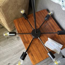 Modern 6-Light Black Sputnik Chandelier Ceiling Fixture