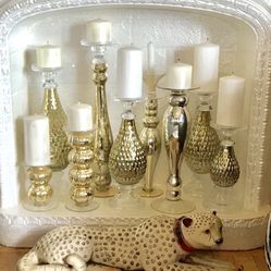 Set Of 12 Gold Candle Holders Candelabras Candlesticks 