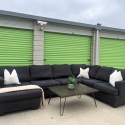 Charcoal Gray Sectional Couch With Delivery