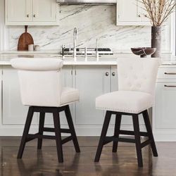 26-inch faux leather swivel counter stools. Set of 2 