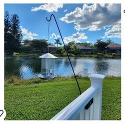 Long Hook Kits Ideal for Bird Feeders, Lighter Flower Baskets, Chimes, etc. for Vertical Spindled Deck Railings Only (34" Upright) Heavy Duty Hanger

