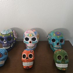 Mexican Ceramic Large Skulls Hand-painted,Pottery Handmade