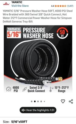 New hot & cold 50ft 4000psi pressure washer hose
