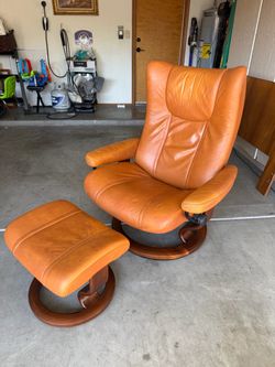 Ekornes Stressless Wing Recliner and Ottoman, Copenhagen