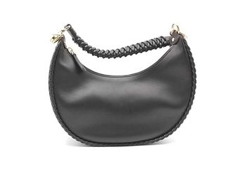 Fendi Fendigraph "Hobo" Black Calfskin Leather Handbag Mk0126ezxmia