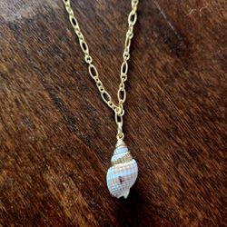 Gilded Conch Shell Necklace