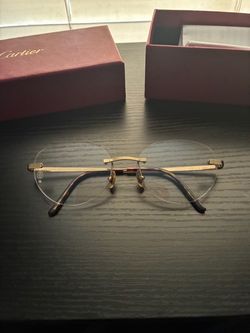 Cartier Rimless Eyeglasses Gold Frame