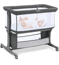 Bedside Bassinet for Baby, Portable Baby Bassinet Bedside Sleeper for Newborn Infants with Wheels 
