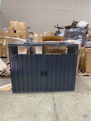 New in Box Outdoor Garbage Bin Storage Shed Galvanized Steel Outdoor for 2 Trash cans with Lockable