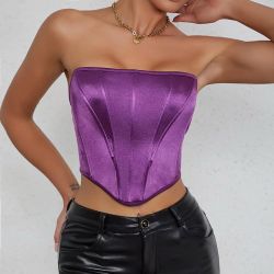 Women's strapless satin corset with open back