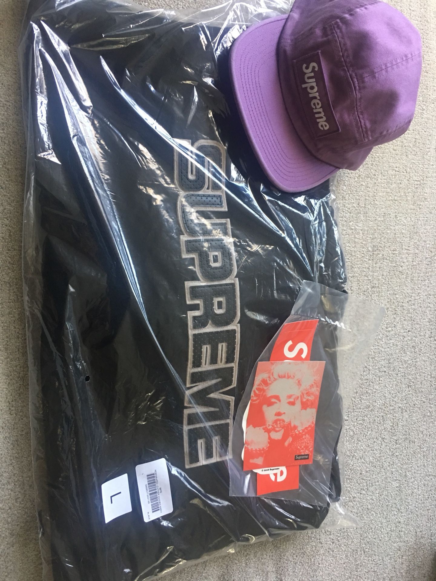 FW18 Supreme Perforated Leather Hoodie Supreme Cap
