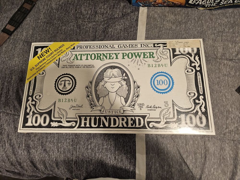 1982 Attorney Power Board Game 