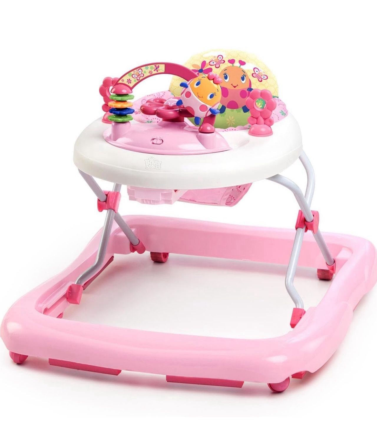 Bright Starts JuneBerry Walk-A-Bout Baby Walker and Entertainer, Removeable Floor Toy, with Easy Fold Frame for Storage, Ages 6 Months +