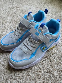 Gray and white fashion sneakers