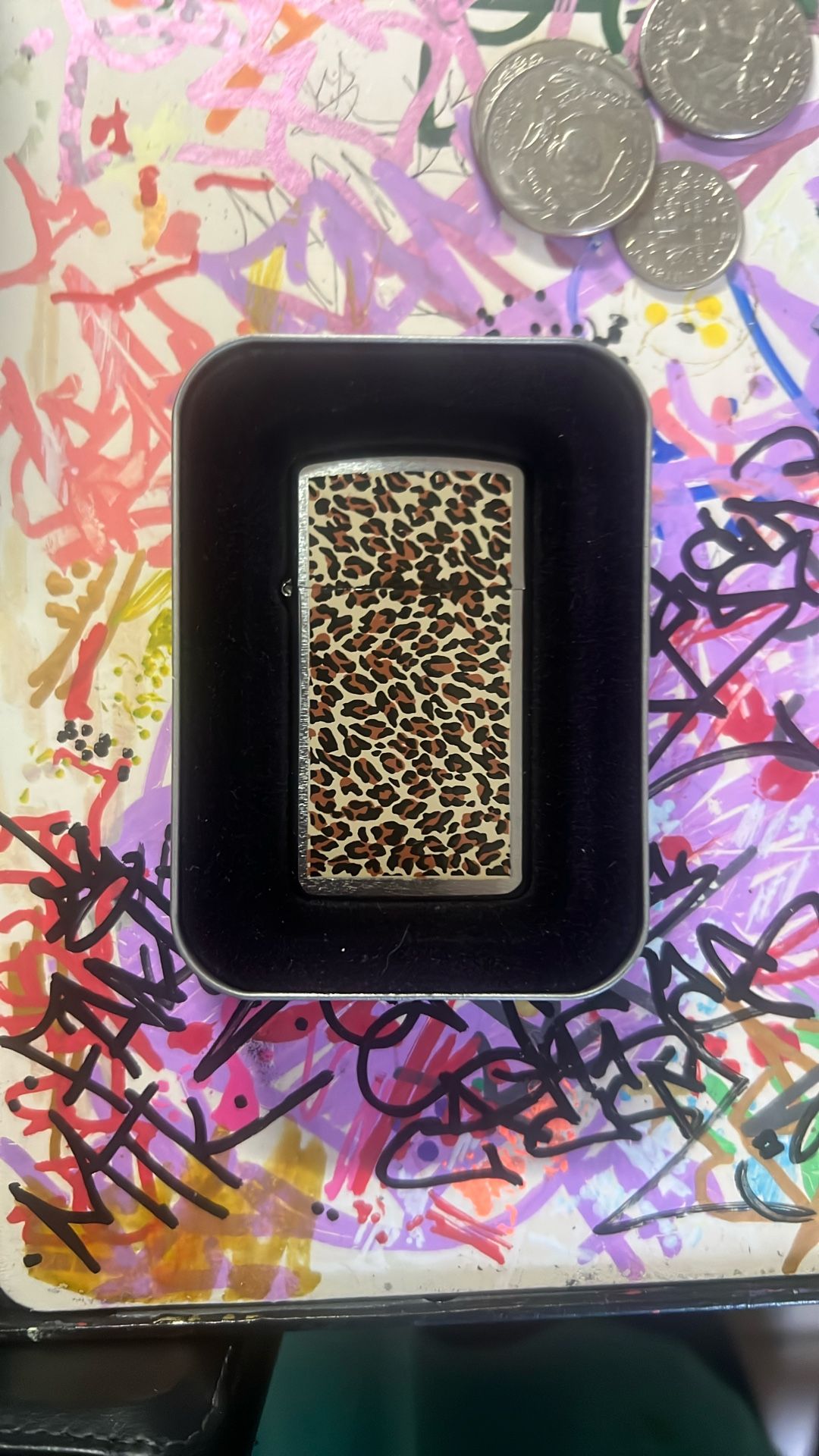 Zippo Slim Lighters Jaguar Fur 1665 Panther Fur 1663 Vintage New In Box