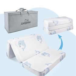 (NEW) Trifold Pack and Play Mattress,38"x26" Pack N Play Mattresses with Dual Sided Soft & Firm Memory Foam Mattress for Pack N Play with Carry Bag Re