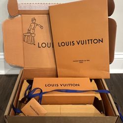 Louis Vuitton Small/Med EMPTY Orange Box And Bag (fits Scarf or Perfume Bottle)