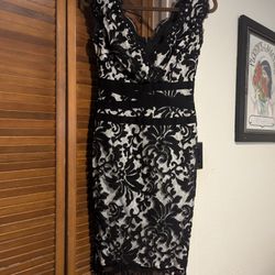 Black&White Tadashi Shoji Petite Sz 0 Evening Dress 