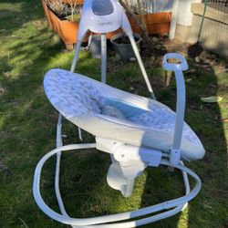 Baby Swing Ingenuity 2-in-1 SimpleComfort Compact Baby Swing & Rocker - Lightweight, Multi-Direction, 6 Speeds, Nature Sounds & Vibrations - Raylan