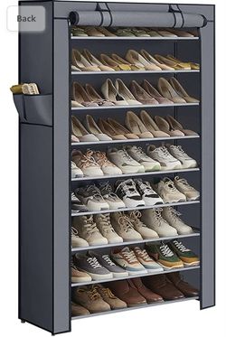 Songmics 8-tier Shoe Rack Shoe Organizer Metal Shoe Storage Gray