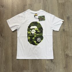  Bape Color Camo Big Ape Head Tee ‘White & Green’