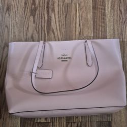 Pink Coach Leather Tote Bag
