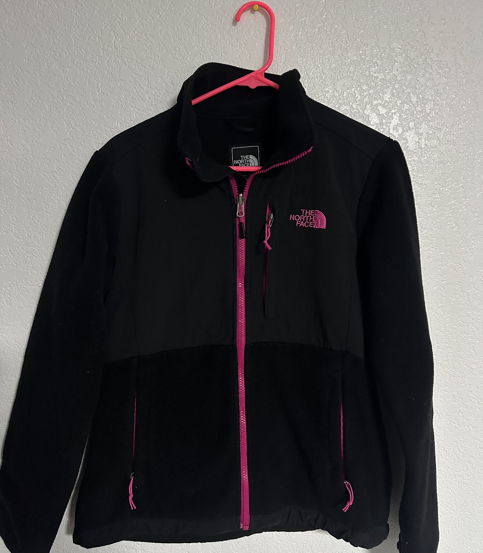 THE NORTH FACE WOMENS BLACK & PINK DENALI POLARTEC FULL ZIP FLEECE JACKET 