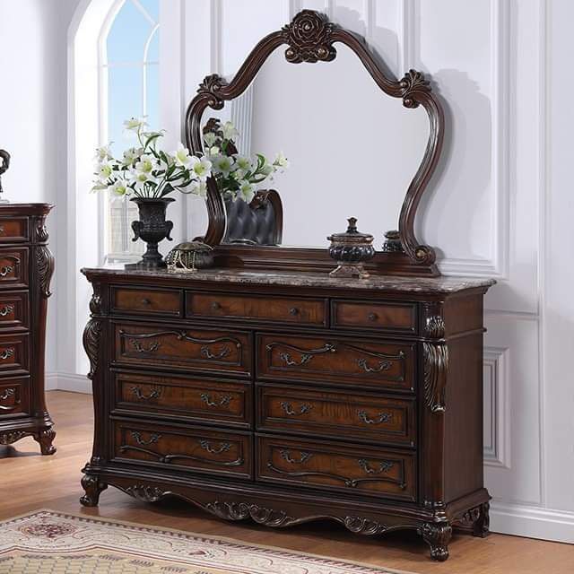 GENUINE MARBLE TOP 8 DRAWER DRESSER DARK CHERRY FINISH MIRROR NOT INCLUDED,All Products : American Fashion Style Bags On Sale