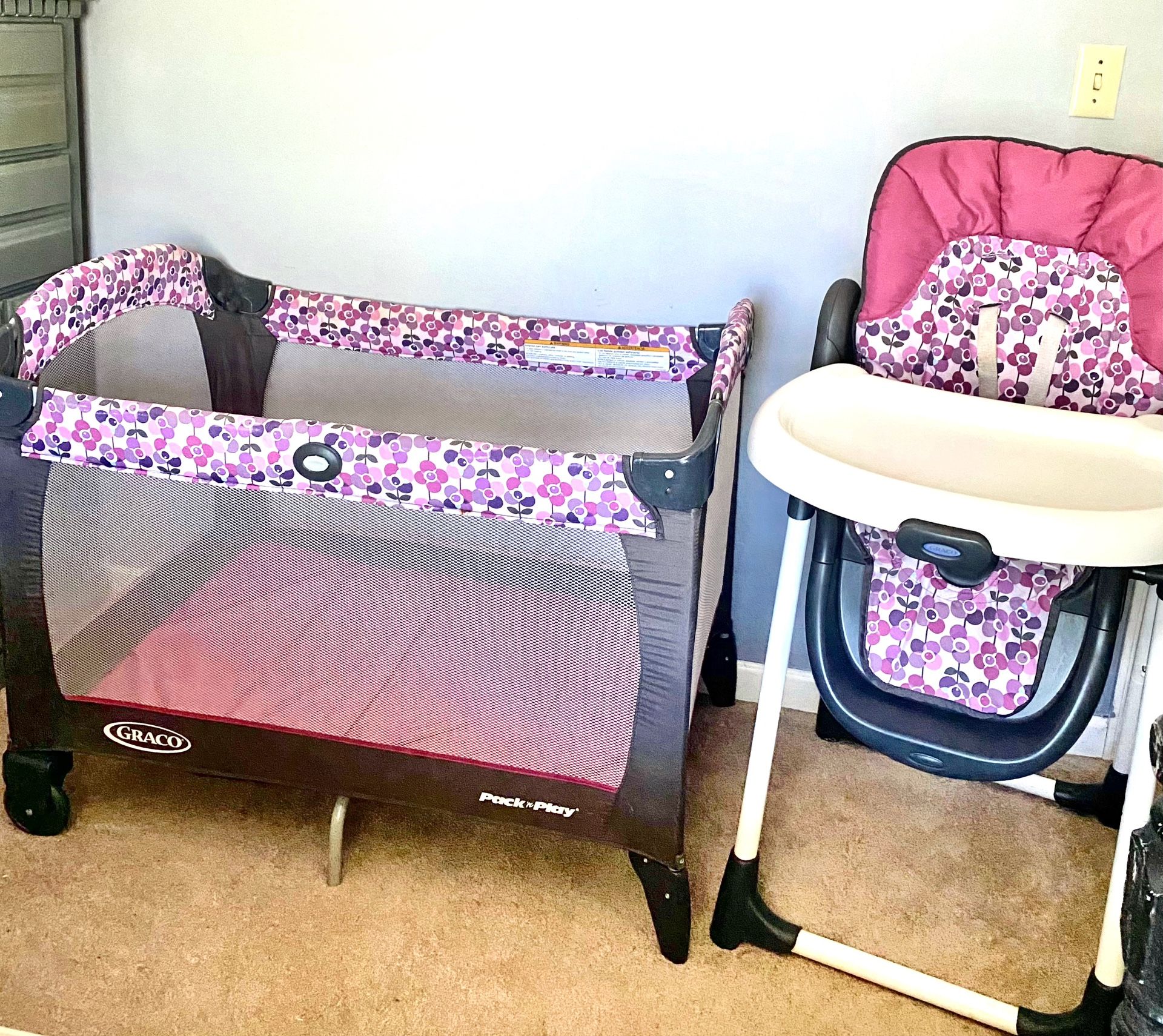 Matching Graco Pack ‘n Play & High Chair - Baby Gear