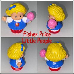 2003 Fisher Price Little People Doll Figure Sarah Lynn with Ice Cream Cone