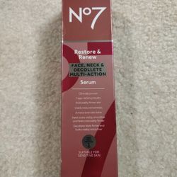 New-in-box No7 Restore & Renew Multi Action Face & Neck Serum .