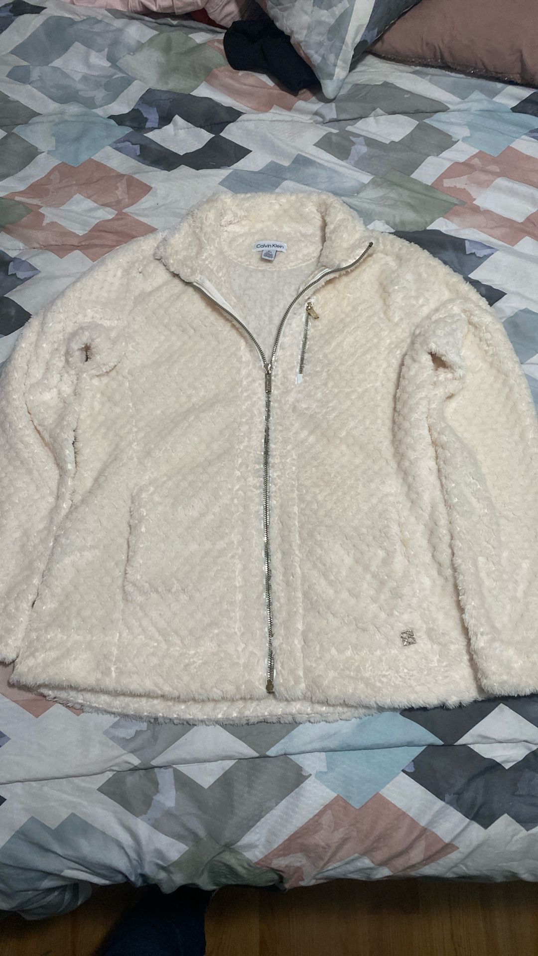 Calvin Klein Cream Women’s Jacket Plush Fleece S