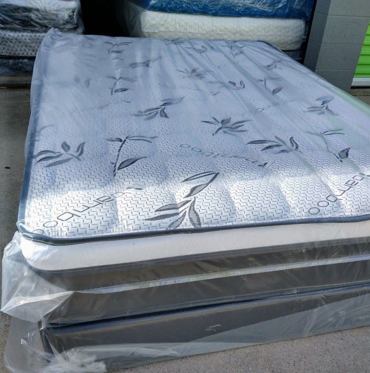 full size bamboo orthopedic pillow top mattress and box spring