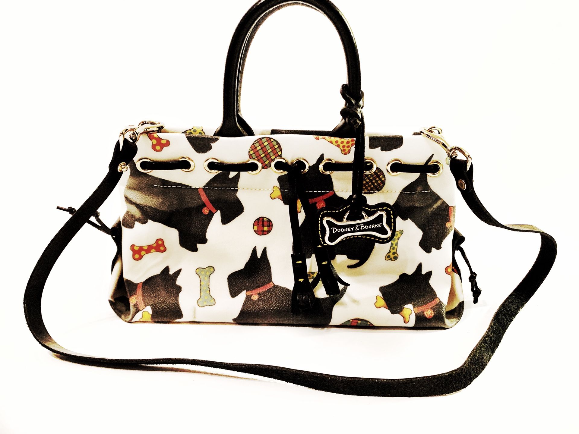 Dooney & Bourke Scottie Dog Tassel Tote Purse Handbag #16044B - White