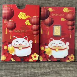 PAMP Lucky Cat 1 Gram Gold Bar 24k Gold