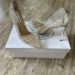 Clear with Silver Spike Heels