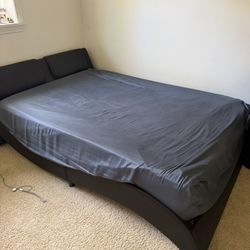Full Size Sleek Black Bed Frame & Mattress 