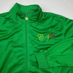 RARE Coogi Vintage Track Jacket Full Zip Embroidered Mask Warrior XXL Green Y2K