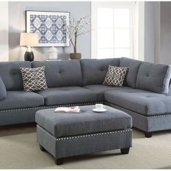 3 PC SECSIONAL SOFA BLUE GREY NEW IN BOX ☎️ 1714586,2564