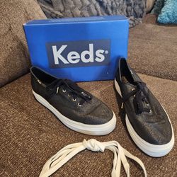 NEW Keds Women's TRIPLE CVO METALIC BLACK SNEAKERS SHOES WF64030 Size 8.5M
