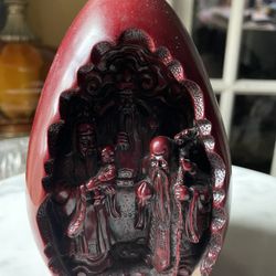 Monjes sabios chinos coleccionables de Feng Shui ansiamos dentro de un huevo y tres monjes Del tamaño de una mano humano normal Es una pieza de resina