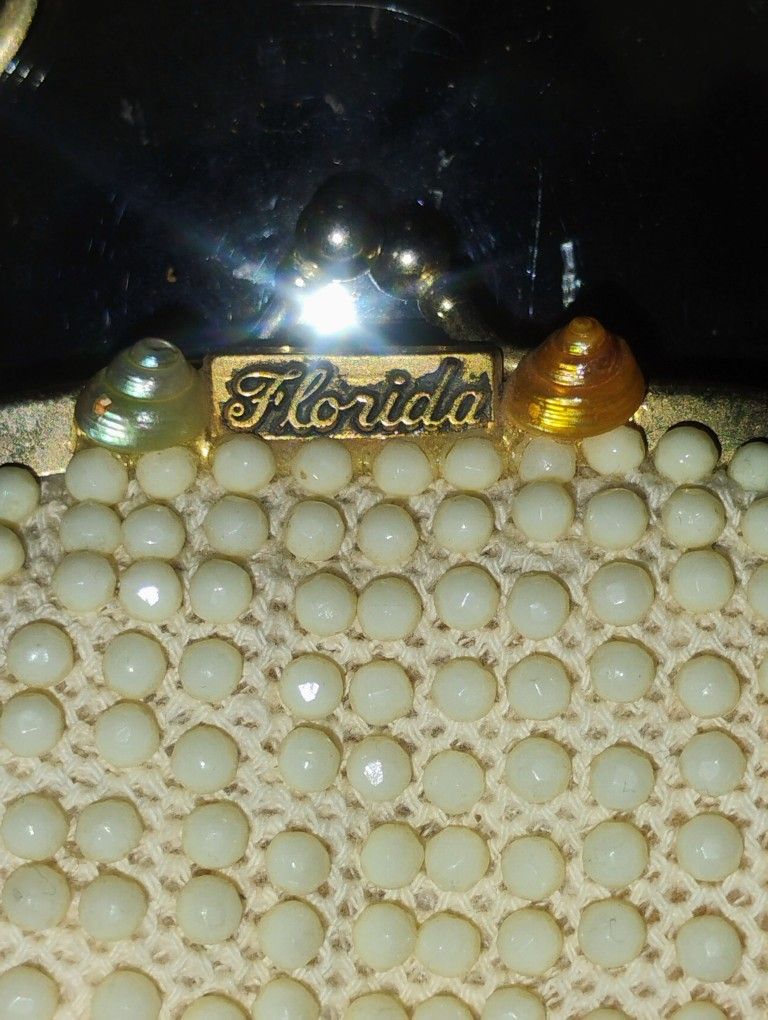 Vintage Florida Beaded Change Purse Key Chain