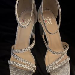 Shimmer Silver Heels Holiday Heels 👠