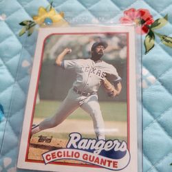 Texas Rangers Cecilio Guante Error 1989 Topps Darker Red Ink Back Baseball Card 